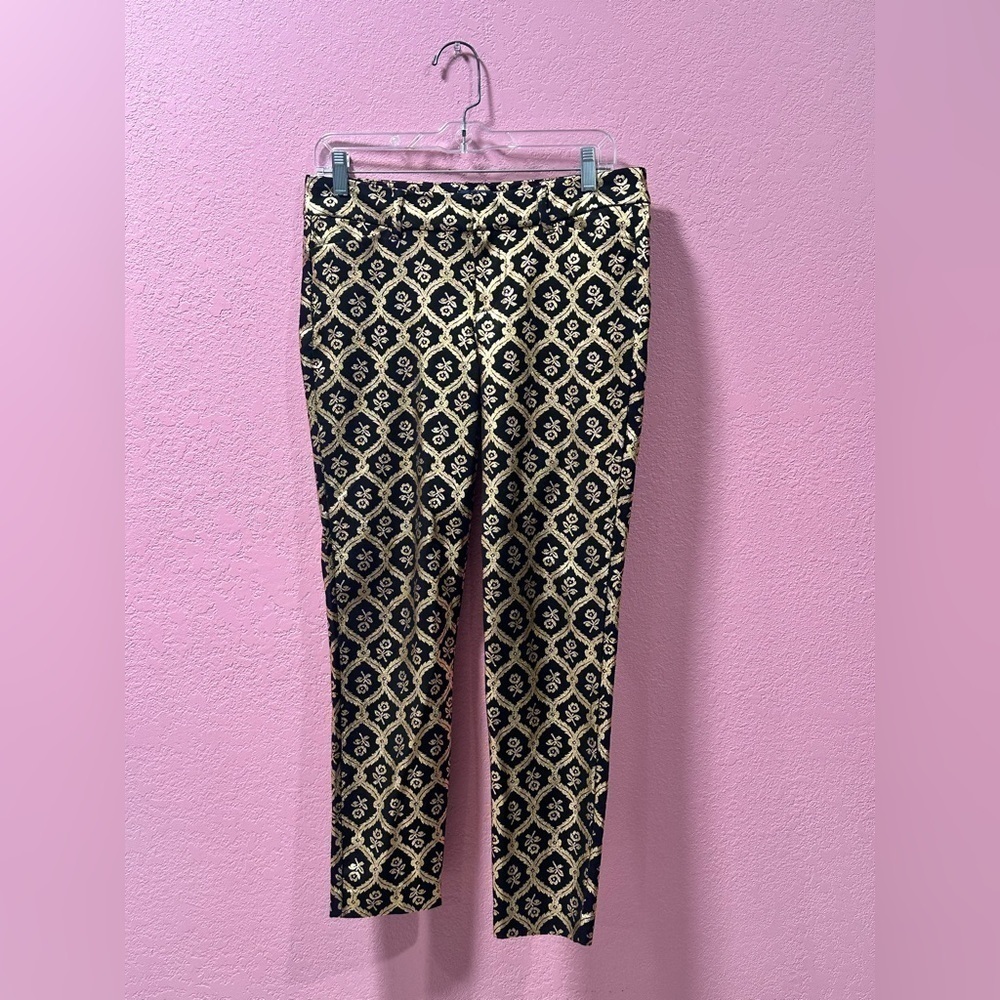 OLD NAVY Black/Gold Mid-Rise Pixie Full-Length Pants for Women Size 6 NC0125